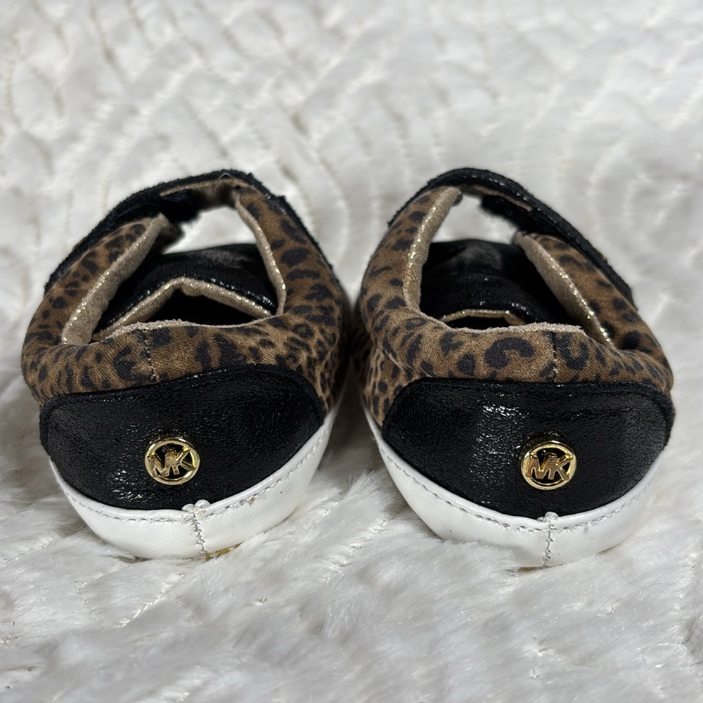 Micheal Kors Black and Leopard Infant baby Shoes - Size 4 - Picture 3 of 8